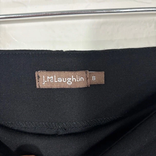 Calça J McLaughlin Feminina 8 Pernas Largas Elástica Corporativa Chique Preta Sólida - Imagem 3 de 4