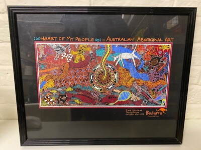 Bulurru Aborigines australische Kunst auf Stoff - gerahmt und glasiert Herz meines Volkes
