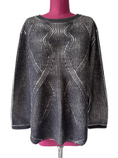  Other Stories Wool Crewneck Sweater size M Black Gray Cream Abstract