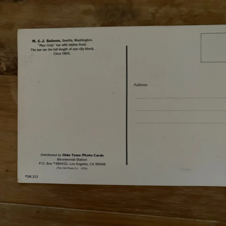 M & J Saloon Postcard Circa 1905 Olde Tyme Photo Card  Men Only 1976 - Image 2 of 4