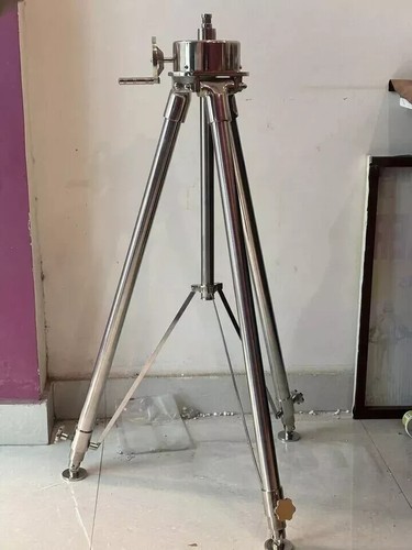 Vintage Steel Floor Standing Tripod Antique Heavy Silver Nautical Halloween - 第 1/7 張圖片