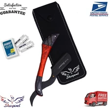 Sharpend Handle Straight Edge Barber Razor Folding Shaving Knife with, 10 Blades