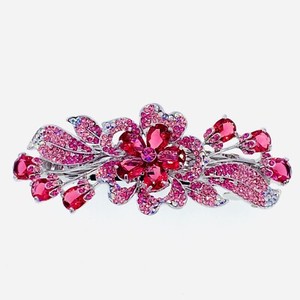 FLOWER PINK AUSTRIAN RHINESTONE HAIR CLIP BARRETTE FLOWER PINK AUSTRIAN RHINESTONE HAIR CLIP BARRETTE