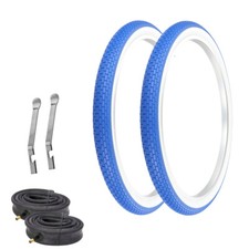 PRO TIRES 26 x 2.125 Blue/White G-5009 W/ HEAVYDUTY TUBES  TIRE LEVERS