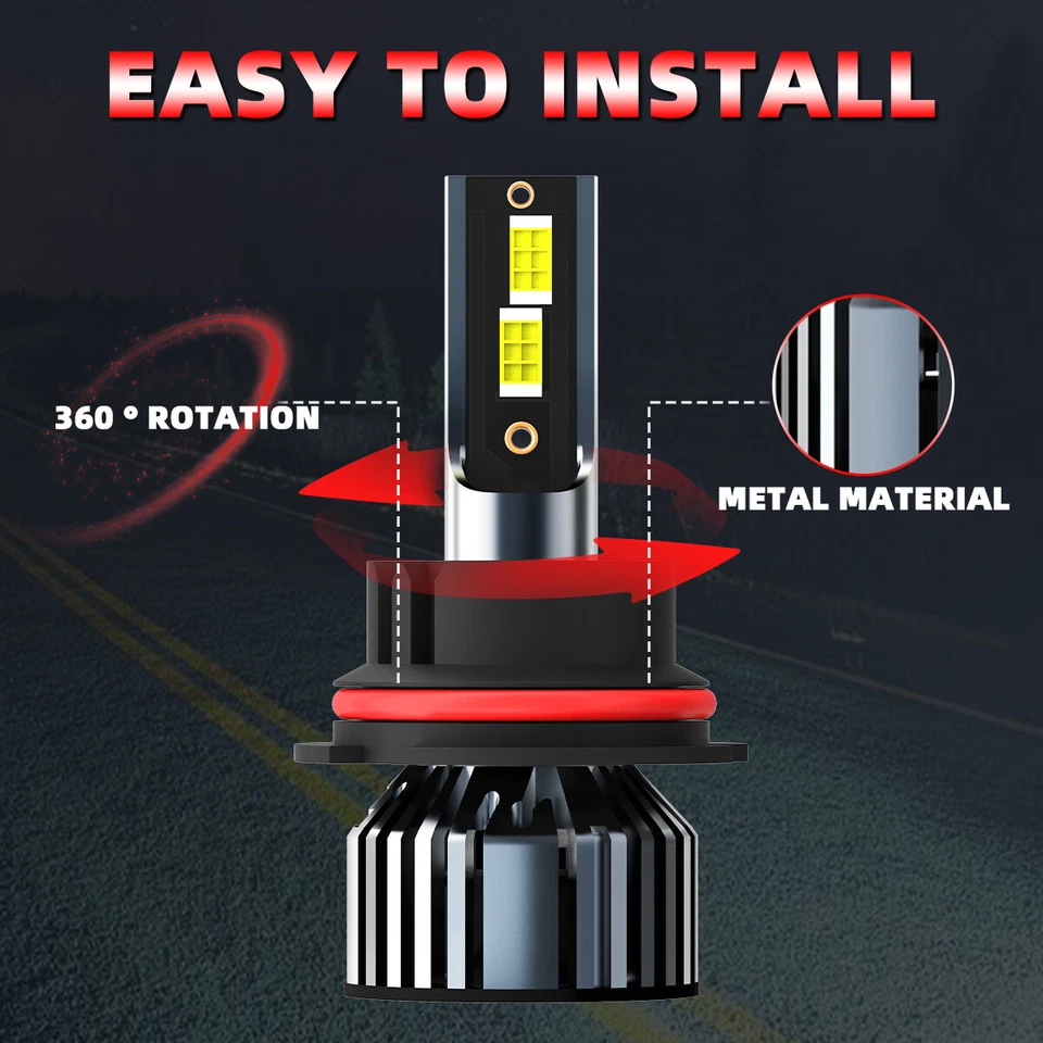 9007 LED Headlight & 9145 Fog Lights Bulbs Kit 4Pcs For Jeep Liberty 2002-2007 - Image 2 of 4