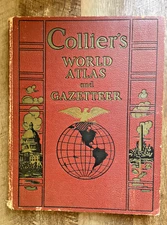 Collier's World Atlas and Gazetteer, Vintage 1936 Hardcover, P.F. Collier
