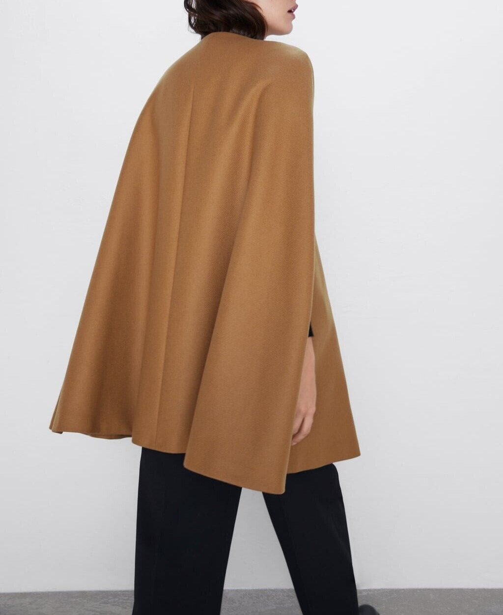 ZARA MANTECO Premium Wolle Mantel Jacke Gr S Cape Poncho Wool Blend Jacket Camel