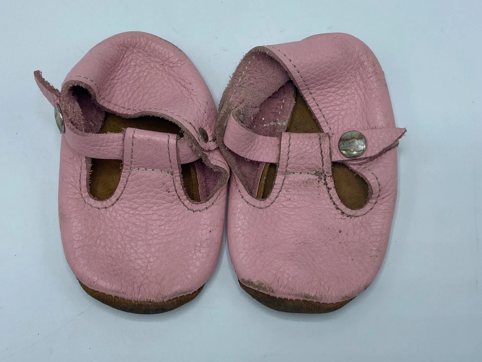 Zapatos Mon Petit Talla 3 Rosa Hecho a Mano Cuero Mary Janes Suelas Suaves  Foto 2 de 4