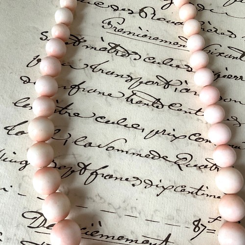 ANGEL SKIN CORAL Necklace 89g Antique Vintage BARREL CLASP Old Blush Sea Coral - Picture 6 of 20
