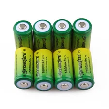 8pcs SKYWOLFEYE 16340 RCR123A 3.7V 1800mAh Rechargeable Li-Ion Battery Cell USA