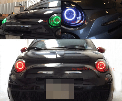 cotton RGB halo ring for Fiat 500 12-15 headlight LED angel eye DRL bluetooth - Picture 2 of 17