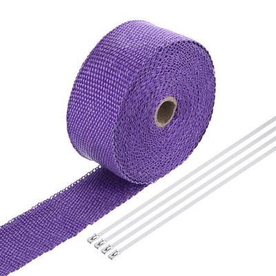 Fiberglass Exhaust Wrap Tape, 2''x33' Purple Header Heat Wrap with 4 Ties