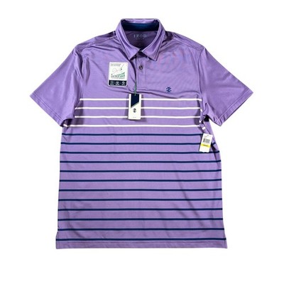 IZOD Golf SwingFlex Polo Shirt Mens Size Medium Dahlia Purple Striped NWT