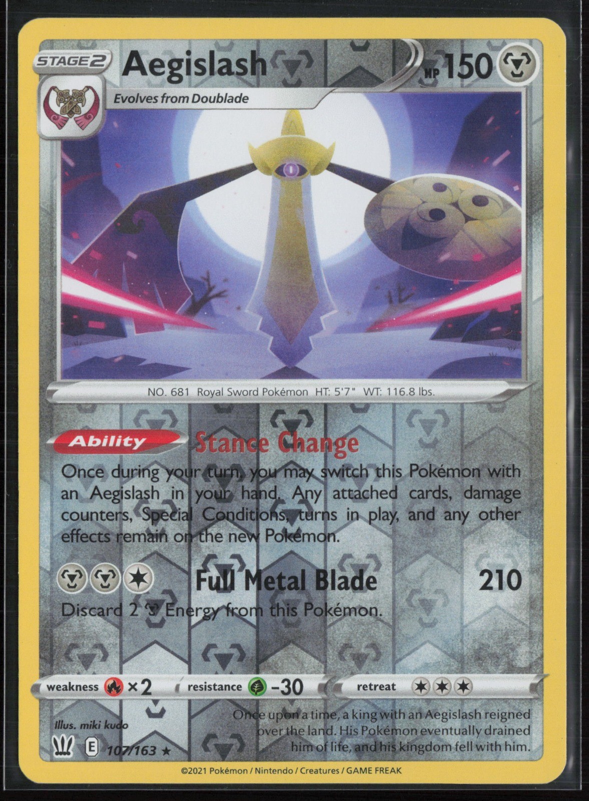 Aegislash (107) 107/163 Reverse Holo - SWSH05: Battle Styles - LP