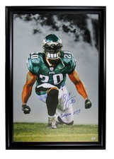 Brian Dawkins HOF Autographed/Inscr 23x33 Canvas Photo Eagles Framed PSA/DNA