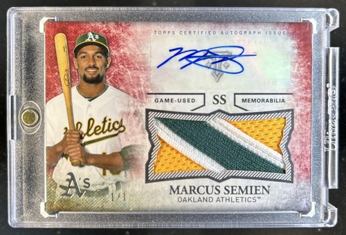 2015 Triple Threads Marcus Semien Unity Auto Jumbo Patch Ruby #1/1 Athletics
