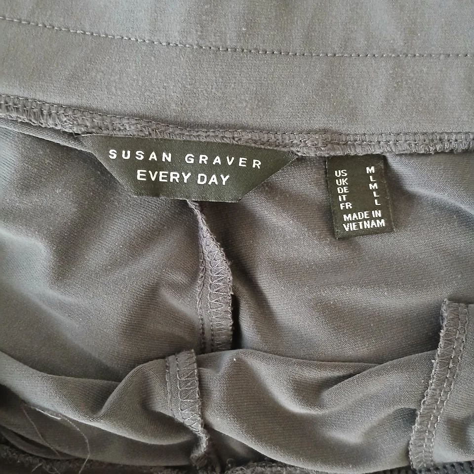 Брюки женские Susan Graver повседневные жидкие трикотажные средний серый регулируемый подол на кнопках - Изображение 2 из 4