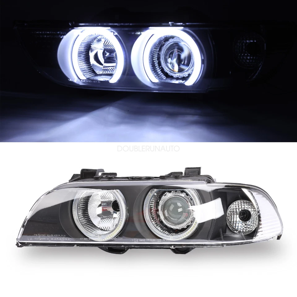 Proyector LED halo faros negros para BMW E39 525I 530I M5 LH+RH 1996-2003 Foto 2 de 4