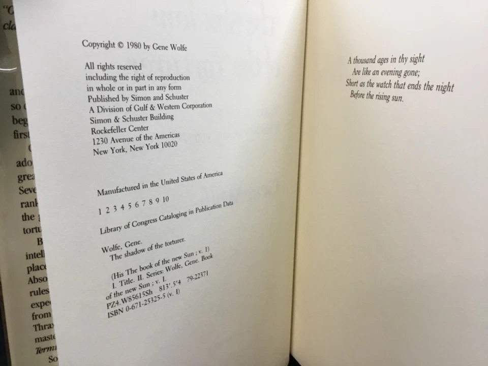 G2U La sombra del torturador Gene Wolfe 1ª edición Simon Schuster 1980 Foto 4 de 4