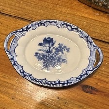 Blue & White Floral Oval Ceramic Platter w/ H...