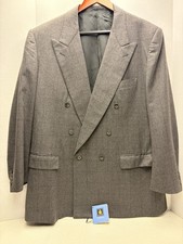 Vtg Lanvin Italy Blazer 46 56 EU Mens Super Wool Grey Double Breasted Read