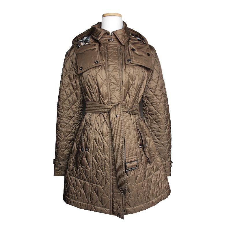 Burberry Quilted Belted Coat in Top Brown 55 132961083 | eBay