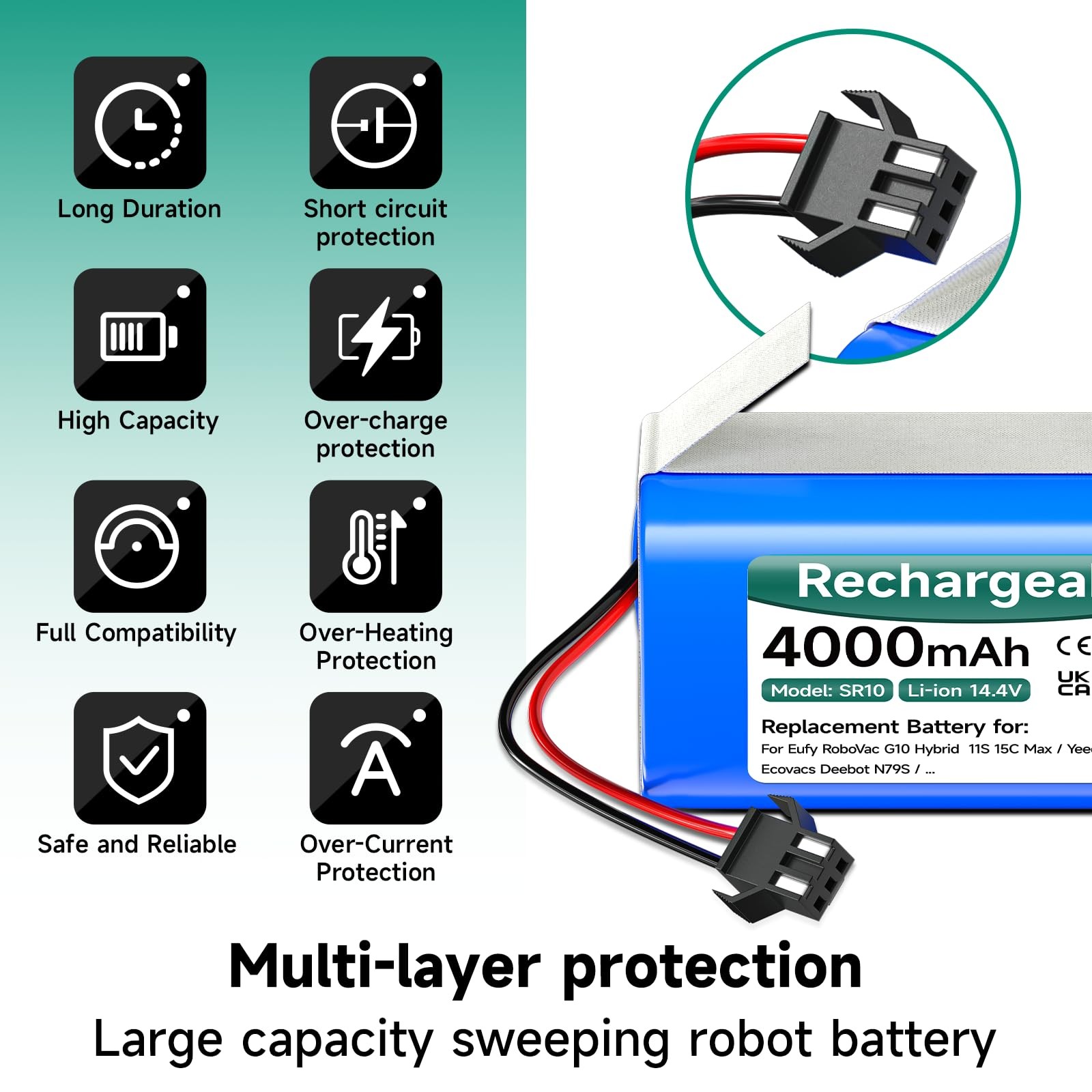 Batteria 4000mAh 14,4V per Aspirapolvere Lefant foto 4