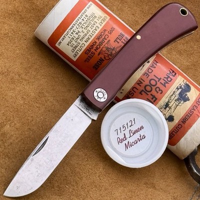  GEC GREAT EASTERN CUTLERY FARM & FIELD 71 RED LINEN MICARTA BULLNOSE KNIFE
