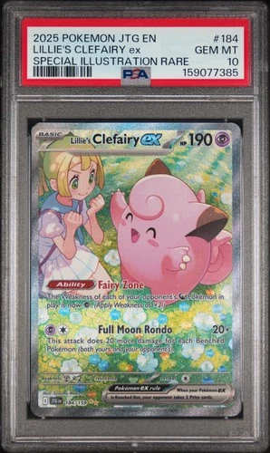 2025 POKEMON JTG EN-SPECIAL ILLUSTRATION RARE #184 LILLIE'S CLEFAIRY EX PSA 10
