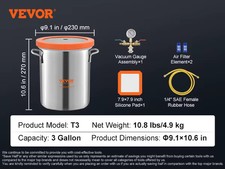 VEVOR 3 Gallon Vacuum Degassing Chamber Kit 304 Stainless Steel Resin Wood Pot