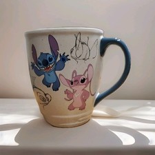 Disney Store Classic Lilo Stitch Angel Sketch Design Coffee Cup Mug 16 Oz 2015