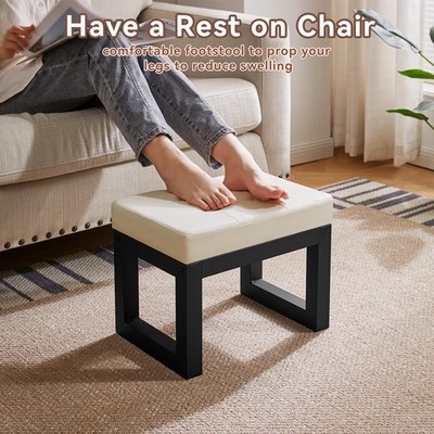 オットマン・スツール ottoman leather footstool 16 Inch Small Foot Stool Ottoman, Rectangle PU Faux Leather Foot