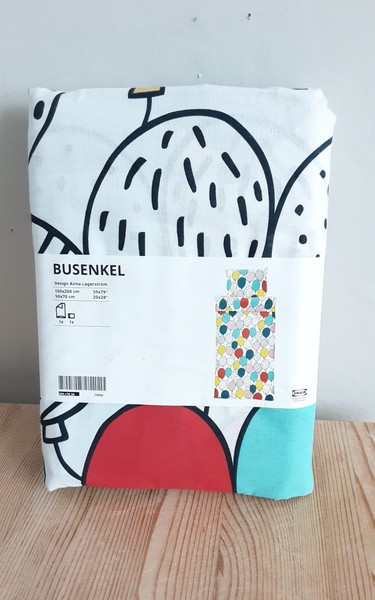 Juego de funda nórdica individual Ikea Busenkel fiesta circo globos 150 x 200 cm multi NUEVO