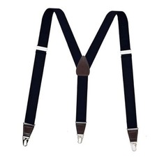 Suspenders for Men, Updated Clips and Adjustable Suspenders with Elastic Black