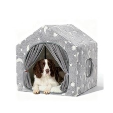 Indoor Dog House, Night-Luminous Star Dog Tent with Frame, Washable Dog Cave ...
