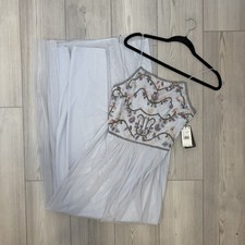 NWT Adrianna Papell Size 10 Serenity Tulle Halter Floral Beaded Long Maxi Dress