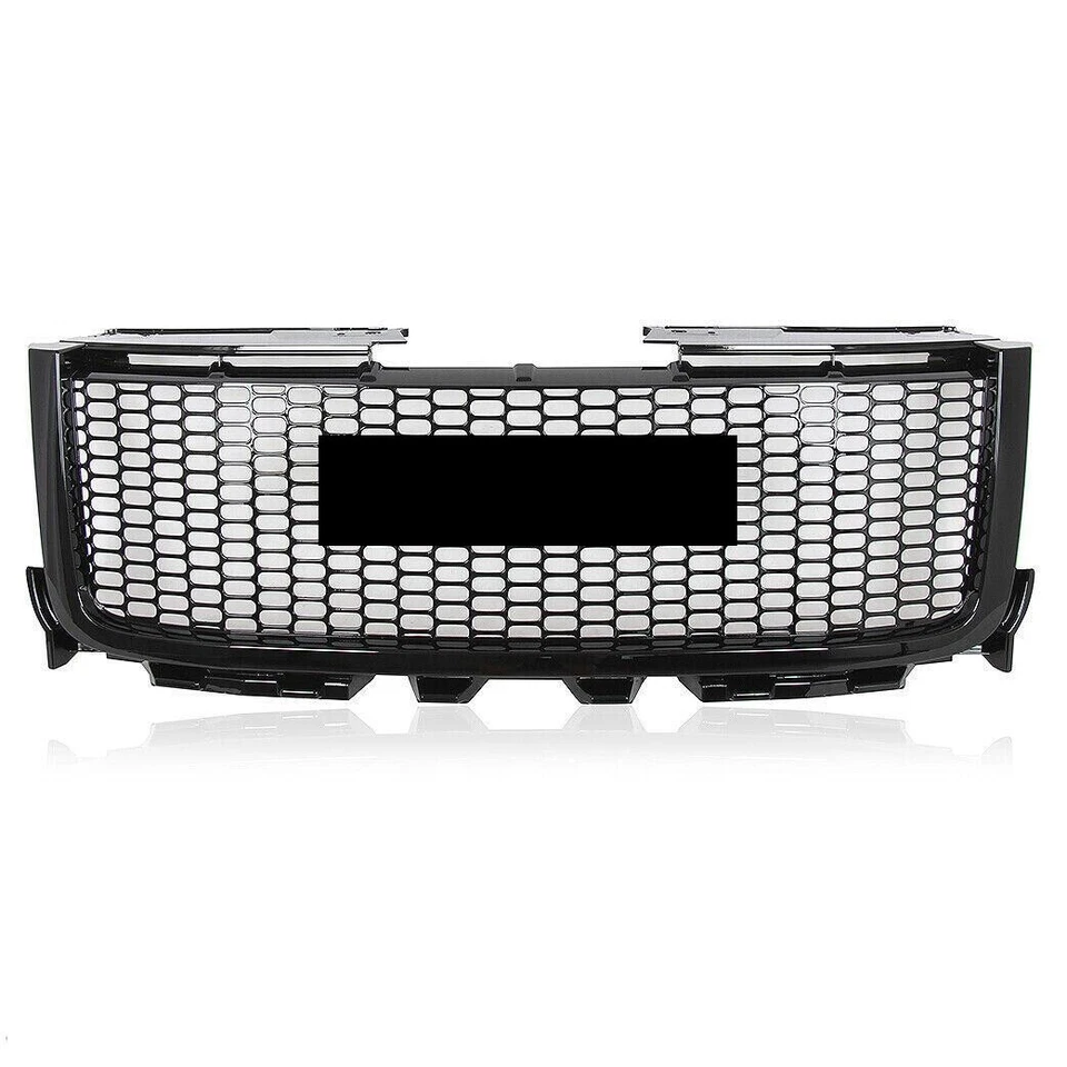 Fit 2011-2014 GMC Sierra 2500/3500HD Front Upper Grille Denali Gloss Black Grill Foto 4 de 4