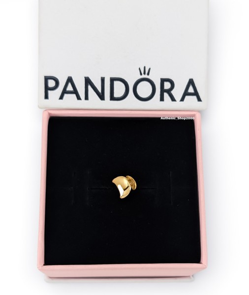 Alternate view of New 100% Authentic Pandora 14k Gold Plated Moon Mini Charm 764516c00