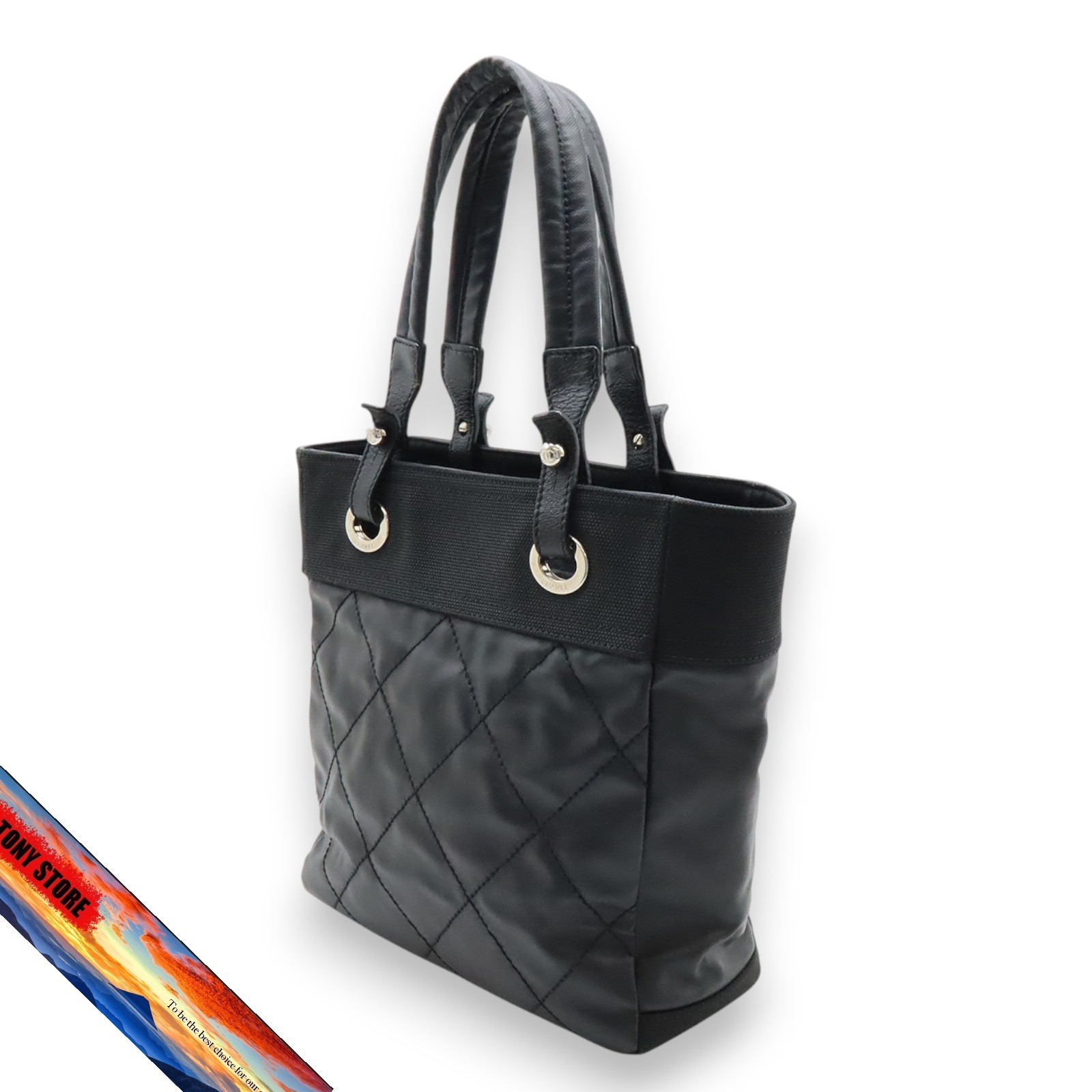 Chanel Paris Biarritz Tote PM Coated Canvas Leather Black Shoulder Bag thumbnail 2