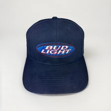 Bud Light Snapback Hat Y2K, Navy Blue Classic Cotton Beer Cap