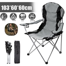 Image of Steel Frame Folding Chair with 2 Armrests, Fast Fold Design for Camping, Picnic