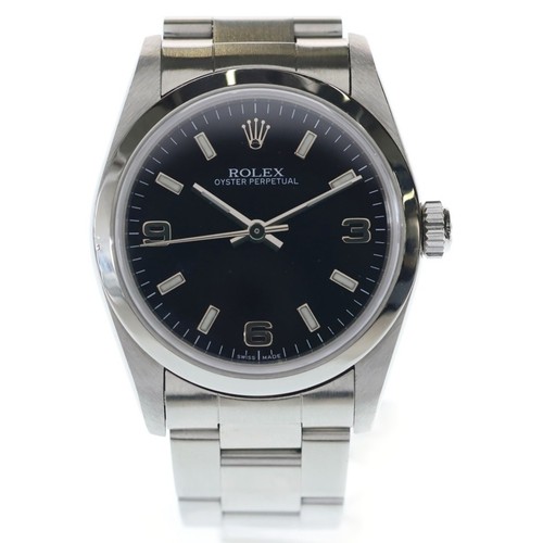 ROLEX 77080 Oyster Perpetual Black Dial SS AT Stainless Automa...
