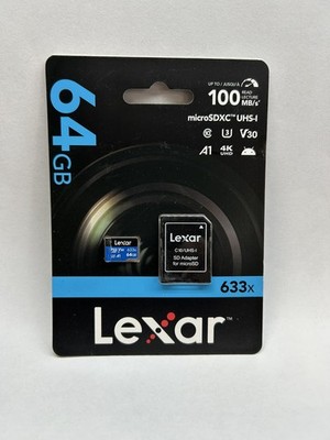 Lexar High-Performance 633x 64GB microSDXC UHS-I Card with SD Adapter