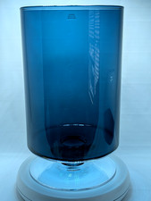 Handmade Crate & Barrel London Blue Glass Hurricane Candle Holder Poland 13" Tag