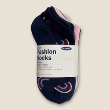 Old Navy Kid Youth Girls Rainbows Solid Printed Ankle Socks 6-Pack Size Small