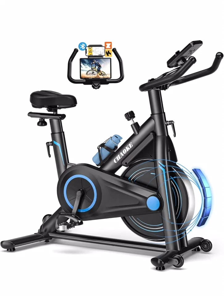  CHAOKE Profi Ultra-Leiser Ergometer Heimtrainer Fahrrad mit App160kg blau/rot - Bild 2 von 4