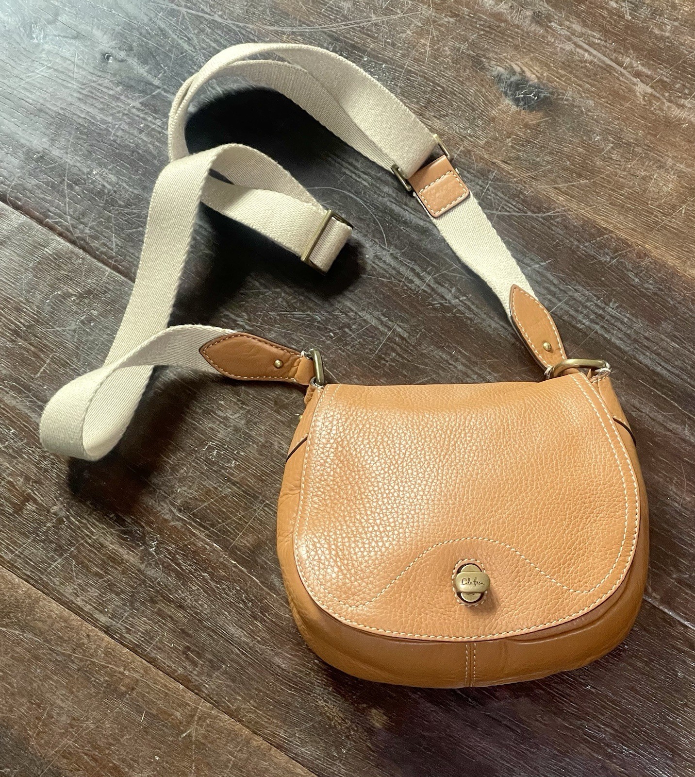 Cole Haan Pebbled Leather Luggage Brown Crossbody Bag Mint Condition