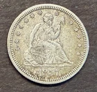 1857 Seated Liberty Quarter No Arrows Appears XF Condition
