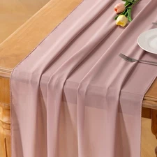 Socomi 10ft Dusty Rose Chiffon Table Runner 29x120 Inches Wedding Runner Sheer