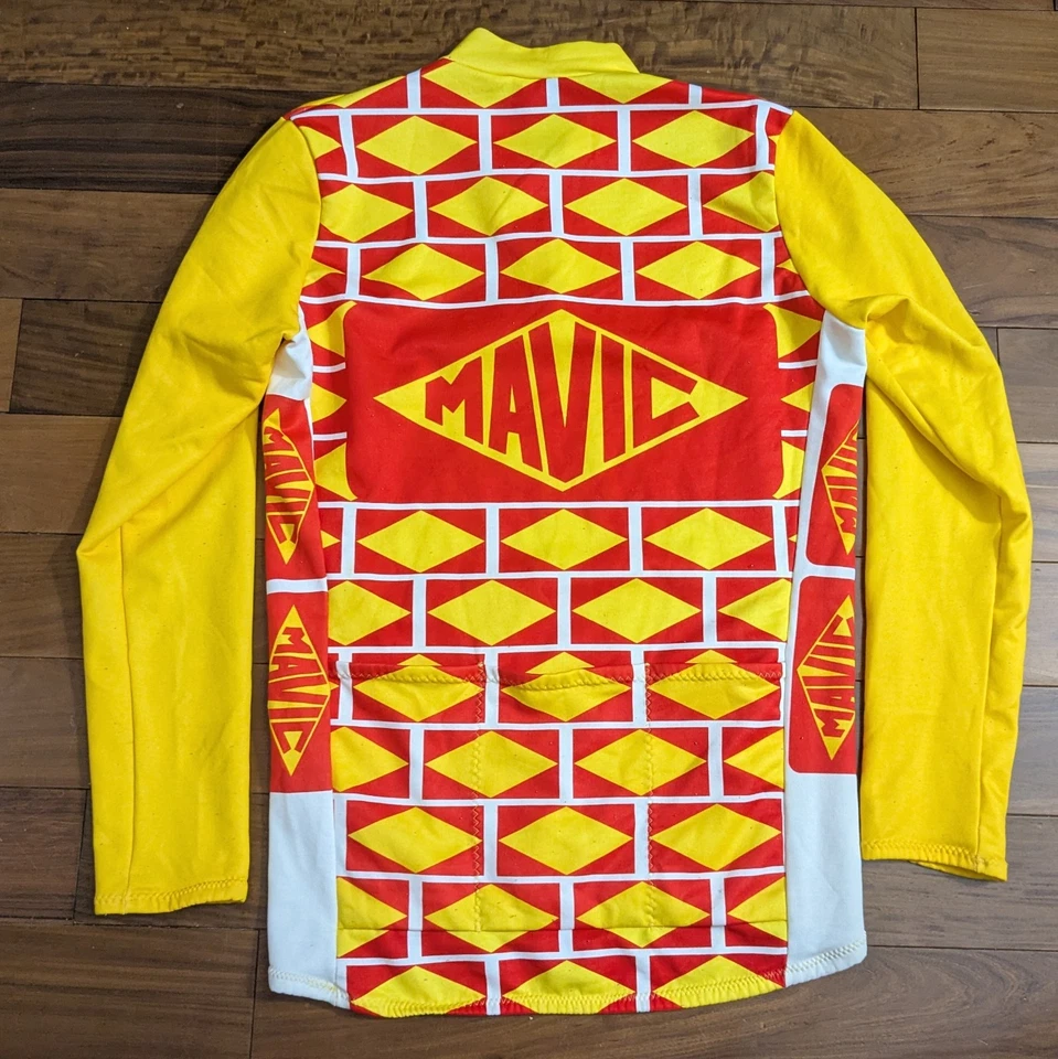 Mavic Vintage MA2 MA40 Long Sleeve Cycling Jersey Men's Small Red Yellow - Image 2 of 4
